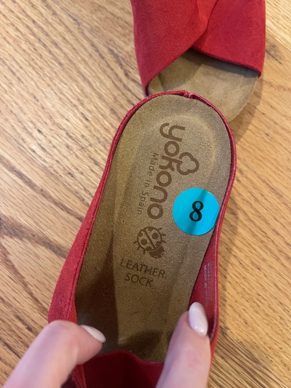 Yokono Red Suede Crossband Slide Sandals - Picture 3 of 5